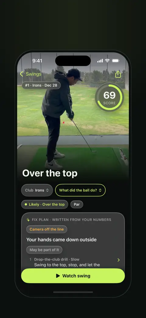Result screen naming the likely cause, over the top, with the fix plan below